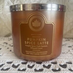 New White Barn Bath and Body Works Pumpkin Spice Latte 3 Wick Candle